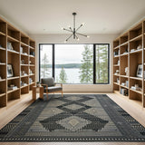 Geometric Heritage Tribal Black White Geometric Tribal Area Rug