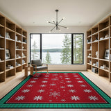 Floral Vintage Festive Red Snowflake Area Rug
