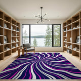 Navy Pink Swirling Wave Area Rug