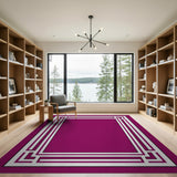 Purple Geometric Frame Area Rug