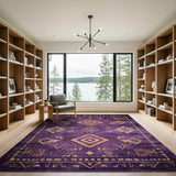 Purple Purple Gold Southwestern Geometric Area Rug