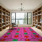 Cartoon Plug Cats Pink Area Rug