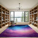 Dreamy Pink Moon Starry Clouds Area Rug
