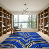 Blue Wavy Geometric Area Rug