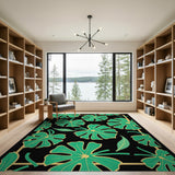 Vibrant Green Monstera Leaf Area Rug