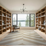 Beige White Chevron Zigzag Area Rug