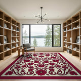 Vintage Red Floral Area Rug