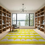 Cute Kawaii Egg Faces Yellow Area Rug