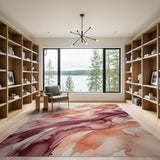 Blush Burgundy Fluid Abstract Area Rug