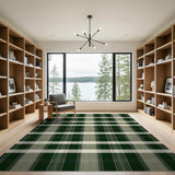 Rustic Green Plaid Area Rug