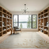 Beige Watercolor Leaf Area Rug