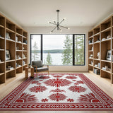 Red Starburst Floral Persian Rug