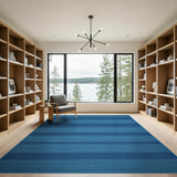Blue and Teal Blue Teal Horizontal Striped Woven Rug