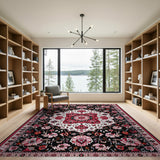 Multi-color and Patterns Red Black Persian Medallion Area Rug