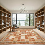 Distressed Orange Mosaic Area Rug