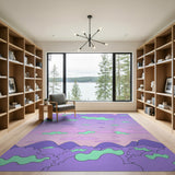 Whimsical Purple Clouds Mountains Area Rug