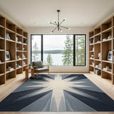 Blue and Teal Navy Starburst Geometric Area Rug