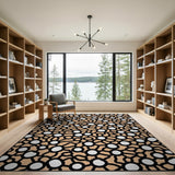 Beige Bubble Network Abstract Area Rug