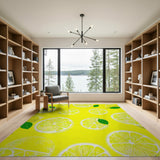 Yellow Fruit Pattern Sunny Lemon Slice Yellow Area Rug