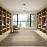 Tan Geometric Border Area Rug