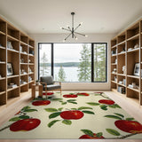 Red Red Apple Orchard Fruit Pattern Area Rug