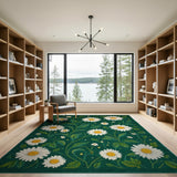 Emerald Green Daisy Meadow Area Rug
