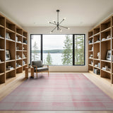 Faded Pink Plaid Area Rug