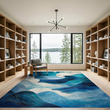 Moonlit Ocean Waves Blue Teal Area Rug