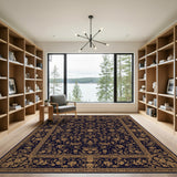Black and Gold Floral Persian Area Rug