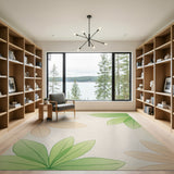 Green Peach Watercolor Leaves Area Rug