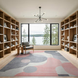 Blush Pink Grey Fluid Shapes Modern Rug