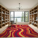 Vibrant Swirling Wave Abstract Area Rug