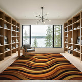 Wavy Layered Orange Abstract Area Rug