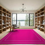 Vibrant Pink Dashed Border Area Rug