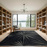 Geometric Modern Starburst Geometric Black White Area Rug