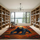 Orange Majestic Black Bear Autumn Forest Rug
