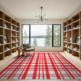 Red Bold Red Gingham Checkered Area Rug