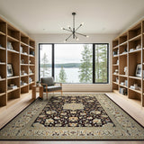 Navy Persian Floral Medallion Multi-color and Patterns Area Rug