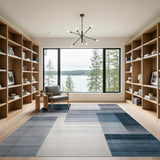 Modern Navy Blue Grey Geometric Area Rug