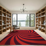 Red Red Vortex Spiral Area Rug