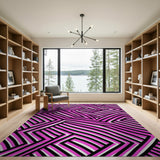 Bold Pink Black Zigzag Geometric Area Rug