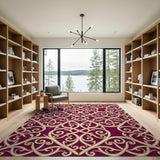 Ornate Purple Gold Filigree Persian Area Rug