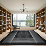 Optical Black White Grid Area Rug