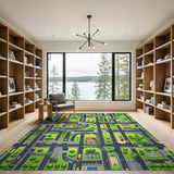 Cartoon City Streets Kids Play Rug