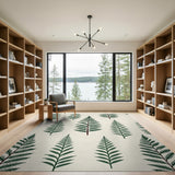 Green Fern Leaves Area Rug
