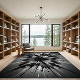 Explosive Black White Splatter Area Rug