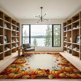 Autumn Pumpkin Harvest Border Rug