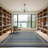 Blue and Teal Navy Blue and Beige Striped Coastal Area Rug