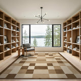 Beige and Neutral Beige Neutral Geometric Block Area Rug