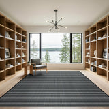 Black White Geometric Grid No. 14 Area Rug